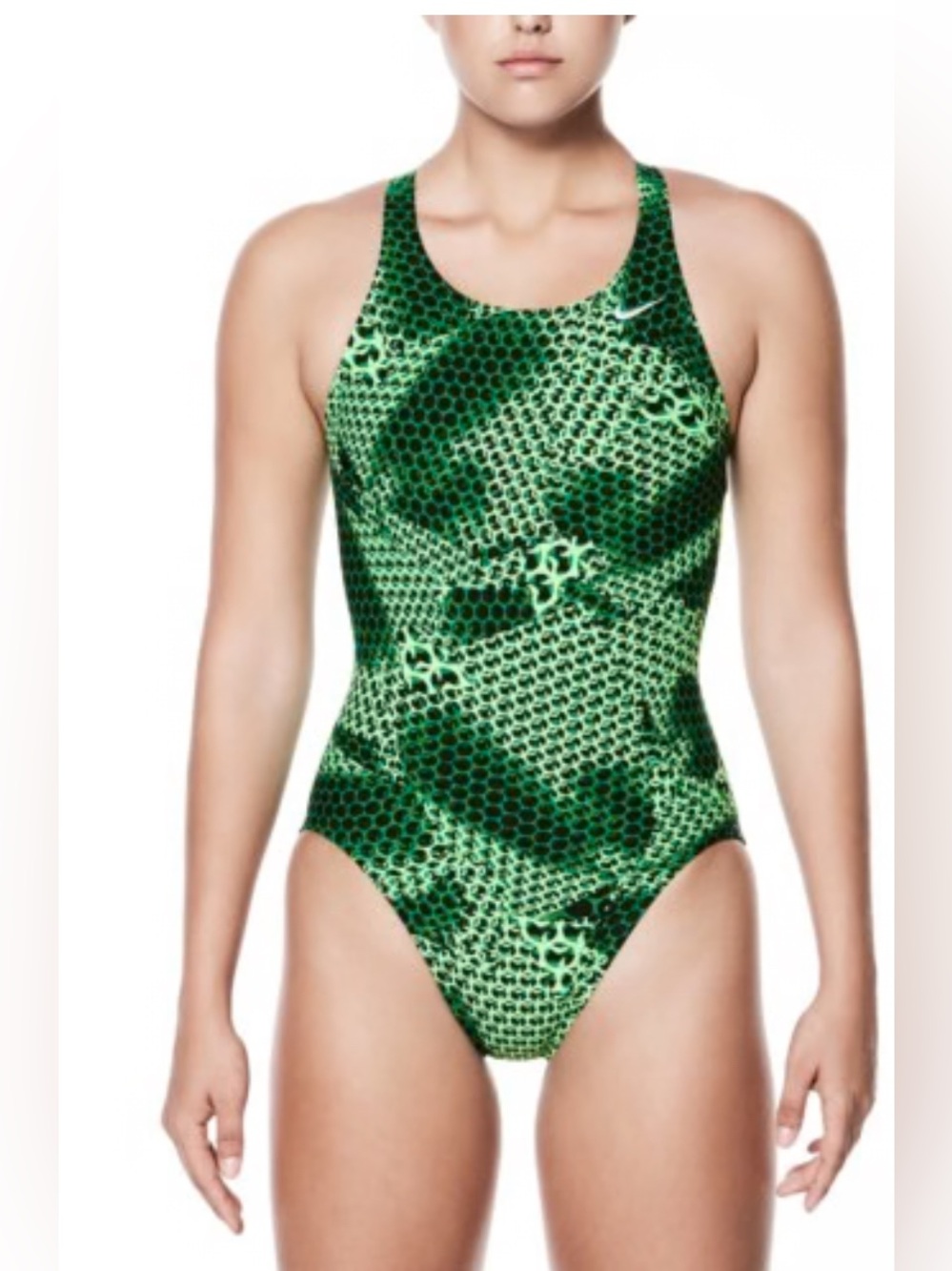 Nike Women's Green Snake Print One-Piece Swimsuit size 8
